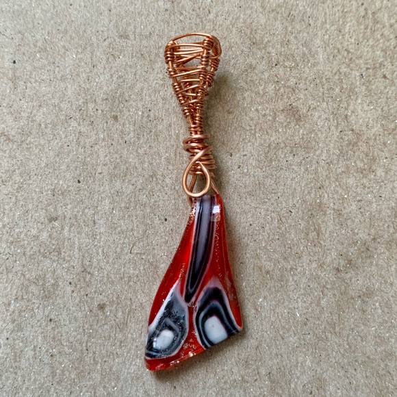 Artisan Upcycled Glass Charm Pendant - Handcrafted NWT. - Picture 2 of 7